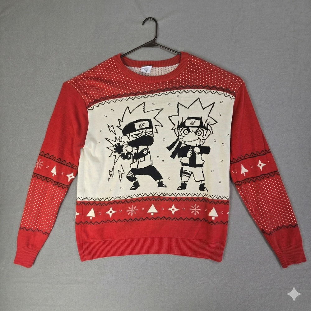 Ripple Junction Naruto Shippuden Ugly Christmas Sweater Mens XL  Red White
